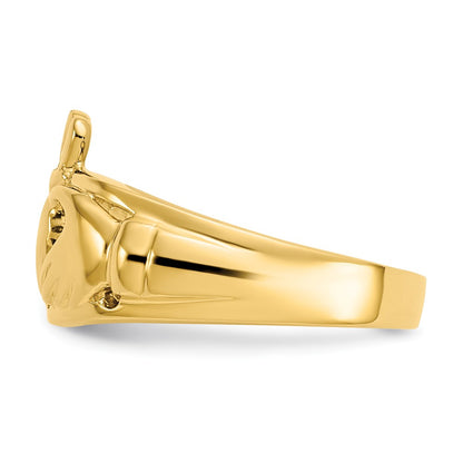 10k Polished Mens Claddagh Ring
