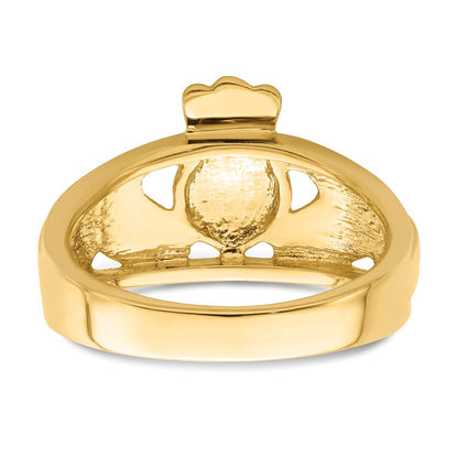 10k Polished Mens Claddagh Ring