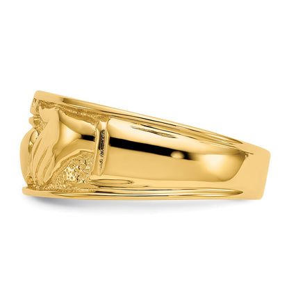 10k Polished Mens Claddagh Band