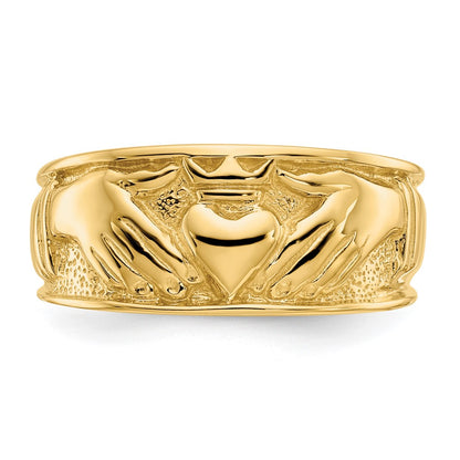 10k Polished Mens Claddagh Band