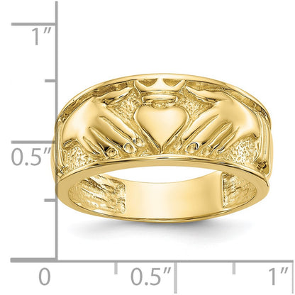 10k Polished Mens Claddagh Band