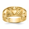 10k Polished Mens Claddagh Band