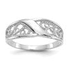 10K White Gold Polished Filigree Wave Ring