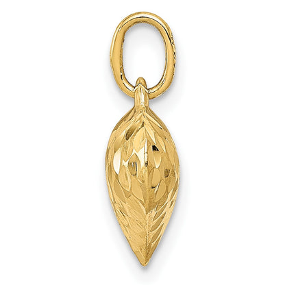 10K 11mm Polished Textured 3-D Puffed Heart Pendant
