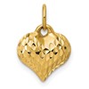 10K 11mm Polished Textured 3-D Puffed Heart Pendant