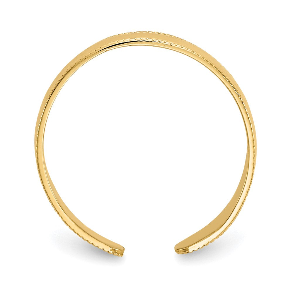 10k Polished 3mm Milgrain Adjustable Toe Ring