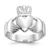 10k White Gold Polished Mens Claddagh Ring