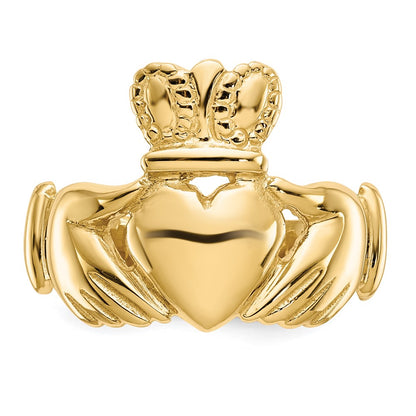 10k Polished Mens Claddagh Ring
