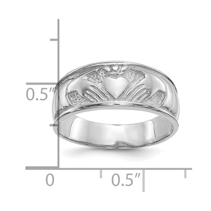 10k White Gold Polished Ladies Claddagh Band