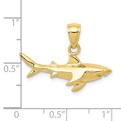 10K Polished Shark Pendant
