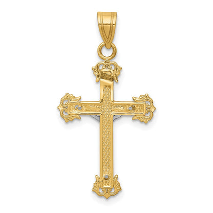 10K Two-tone Diamond-cut Crucifix Pendant
