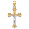10K Two-tone Diamond-cut Crucifix Pendant