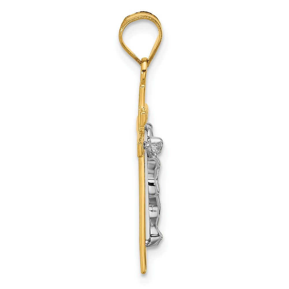 10K Two-tone INRI Crucifix Pendant