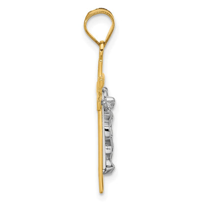 10K Two-tone INRI Crucifix Pendant