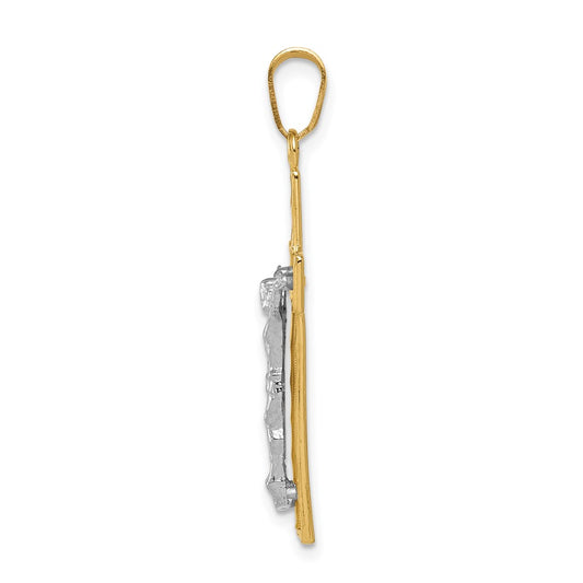 10K Two-tone Diamond-cut Crucifix Pendant
