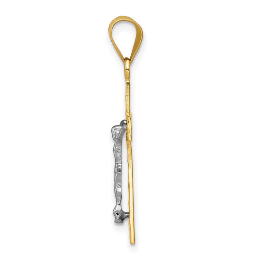 10K Two-tone Diamond-cut Crucifix Charm