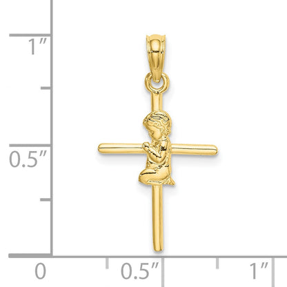 10k Praying Boy on Cross Charm