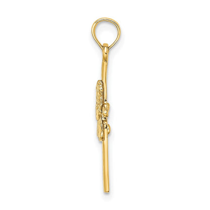 10k Praying Girl on Cross Charm