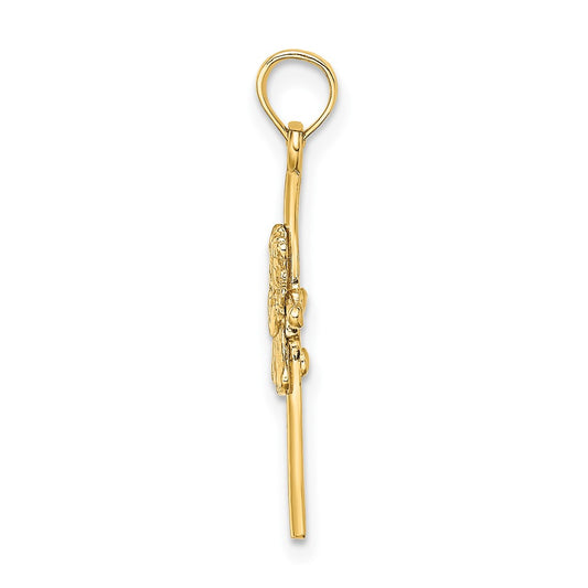 10k Praying Girl on Cross Charm