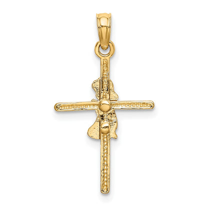 10k Praying Girl on Cross Charm