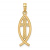 10k Ichthus Fish with Cross Center Pendant