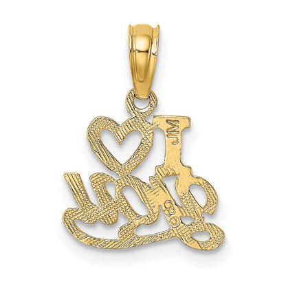 10K Polished and Textured I Heart YOU Charm