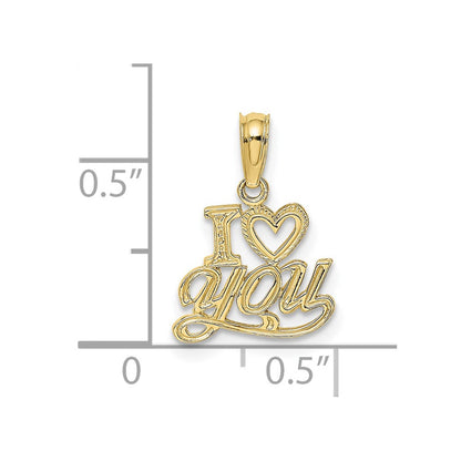 10K Polished and Textured I Heart YOU Charm