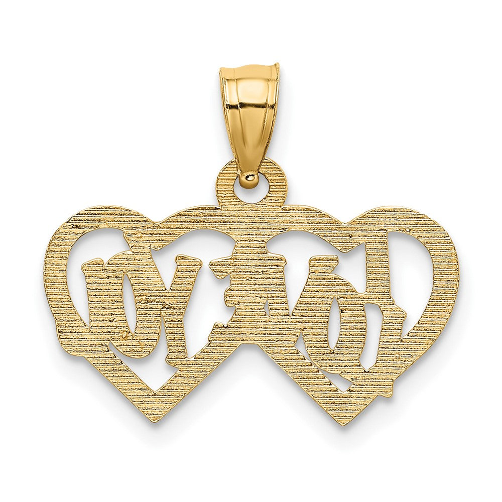 10K Polished and Textured I LOVE YOU Double Heart Pendant