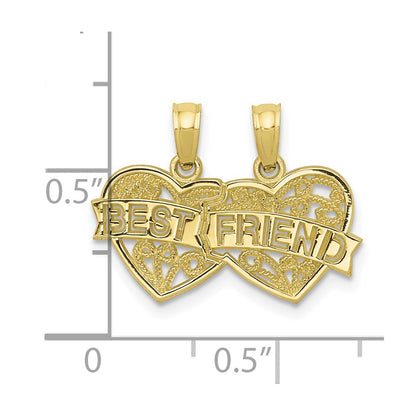 10K BEST FRIEND 2-Piece Break-Apart Hearts Charm