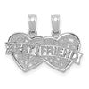 10K White Gold BEST FRIEND 2-Piece Break-Apart Hearts Charm