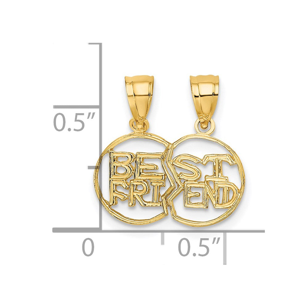 10K Cut-Out BEST FRIEND 2-Piece Break-Apart Pendant
