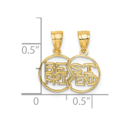 10K Cut-Out BEST FRIEND 2-Piece Break-Apart Pendant
