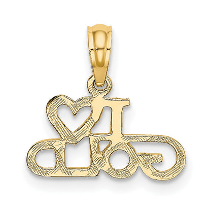 10K Polished and Textured I Heart GOLD Charm
