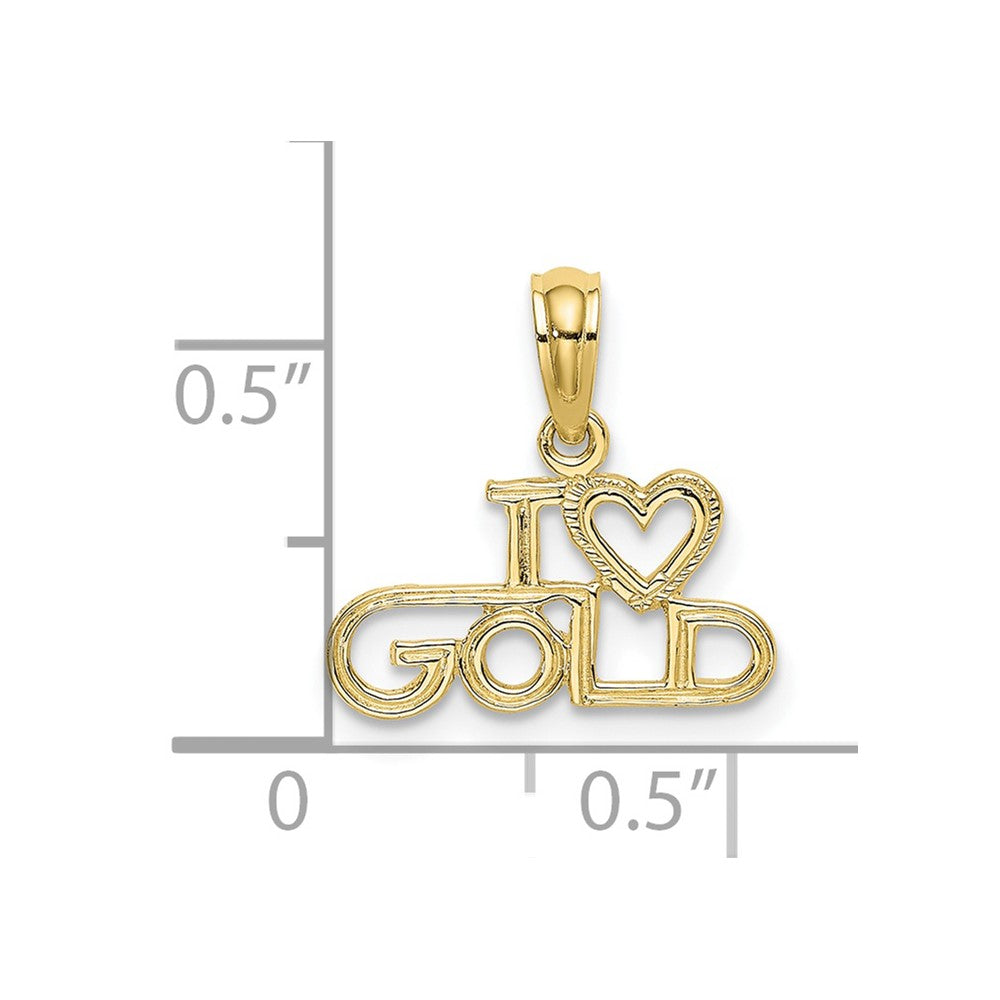 10K Polished and Textured I Heart GOLD Charm