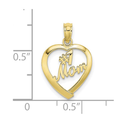 10K #1 MOM In Heart Pendant