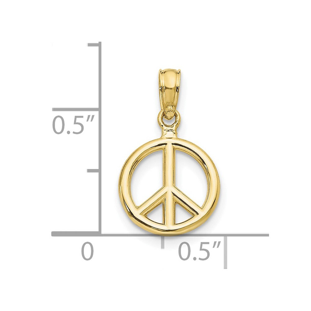 10K Polished Peace Sign Pendant