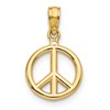 10K Polished Peace Sign Pendant