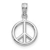 10K White Gold Polished Peace Sign Pendant