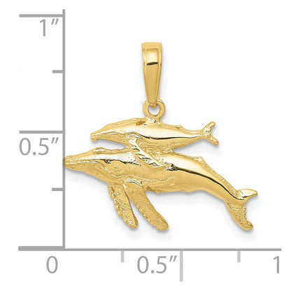 10K Mother and Baby Humpback Whale Pendant