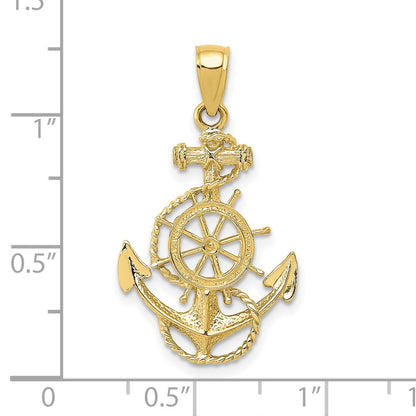 10K Anchor with Ships Wheel and Rope Pendant