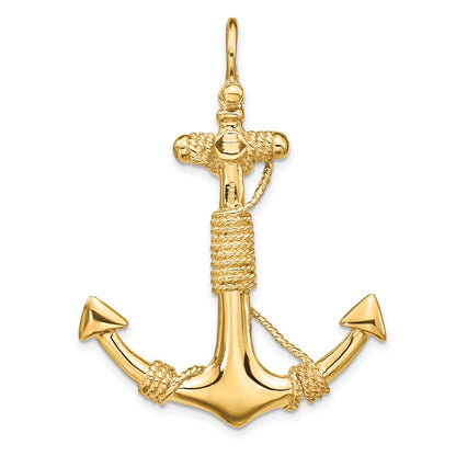 10K 3-D Solid Anchor with Rope and Shackle Bail Pendant