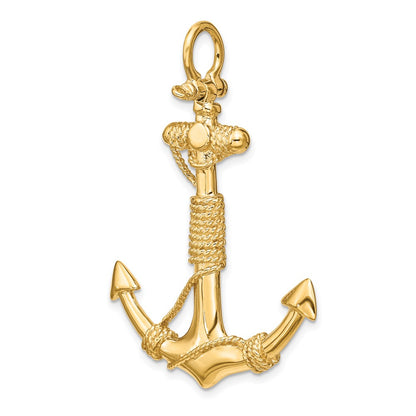 10K 3-D Solid Anchor with Rope and Shackle Bail Pendant