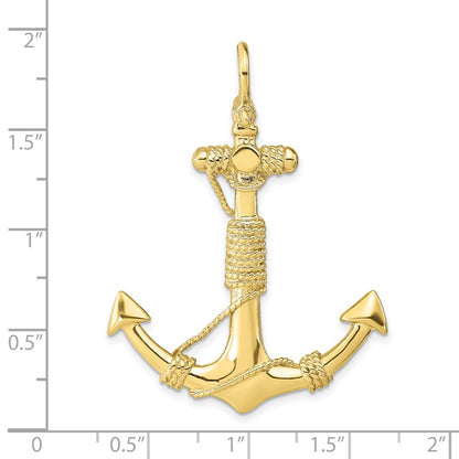 10K 3-D Solid Anchor with Rope and Shackle Bail Pendant