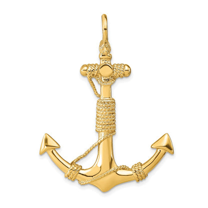 10K 3-D Solid Anchor with Rope and Shackle Bail Pendant