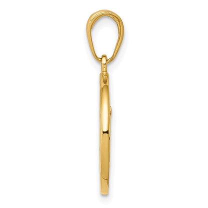 10K Cut-out Round Frame Yoga Om Symbol Pendant