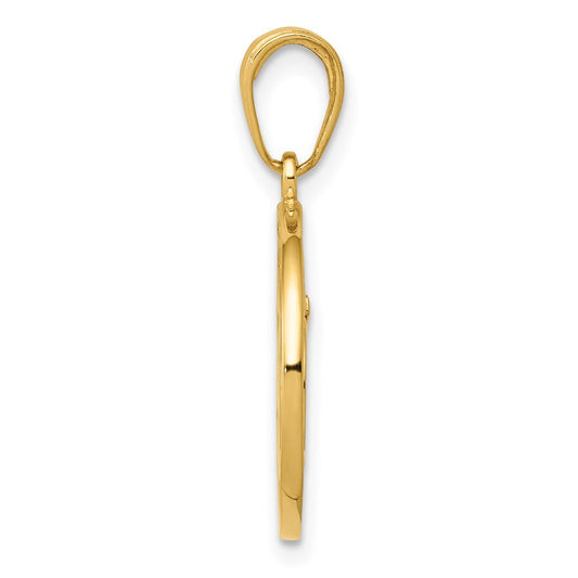 10K Cut-out Round Frame Yoga Om Symbol Pendant