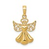 10K Polished Textured Guardian Angel with Heart Pendant