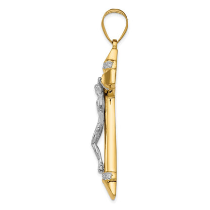 10k Two-tone CZ Large Crucifix Pendant