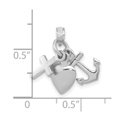 10K White Gold Faith / Hope / Charity Charm