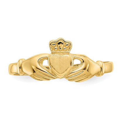 10k Polished and Satin Ladies Claddagh Ring